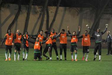 من تدريبات المنتخب السعودي الاحد على ملعب البترا