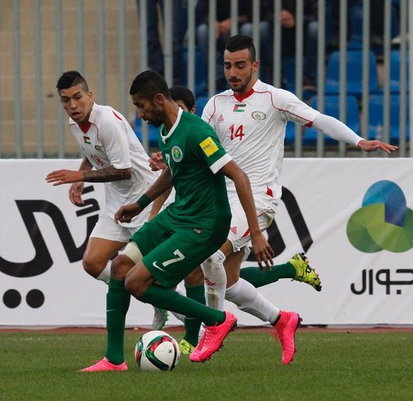 من مباراة فلسطين والسعودية