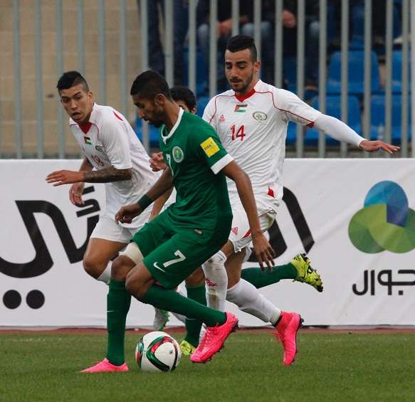 من مباراة فلسطين والسعودية