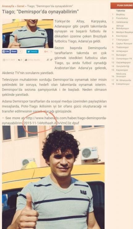 صورة من الخبر المنشور في وسائل إعلام تركية