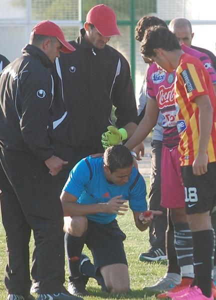 اصابة الحكم المساعد ايمن اسماعيل اليوم  