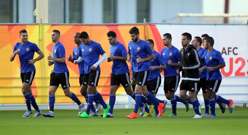 جانب من تدريبات منتخب الأردن في قطر 
