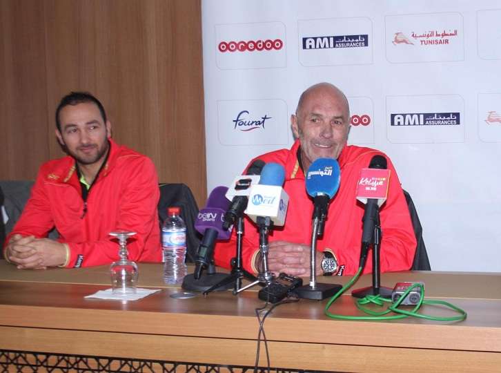 من المؤتمر الصحفي الذي عقده المدرب نويي ومساعده انور عياد