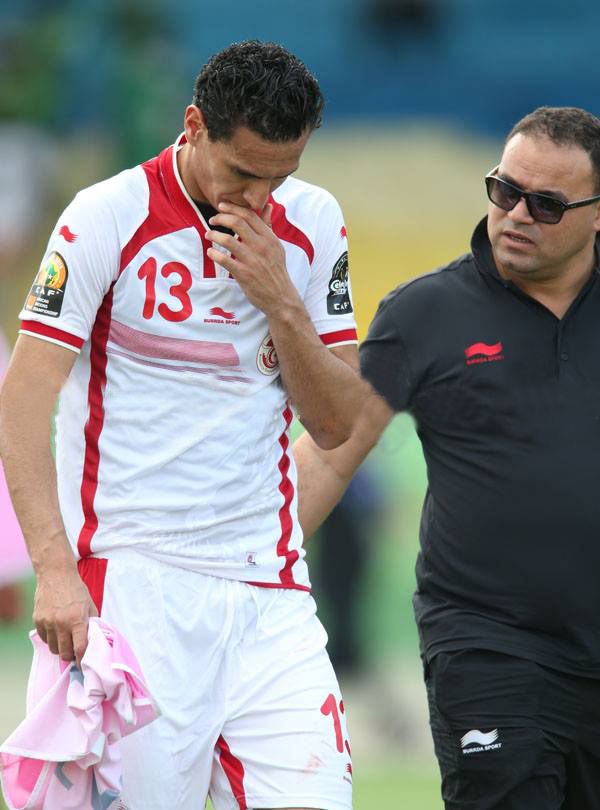  كريم العواضي عند اصابته في لقاء نيجيريا 