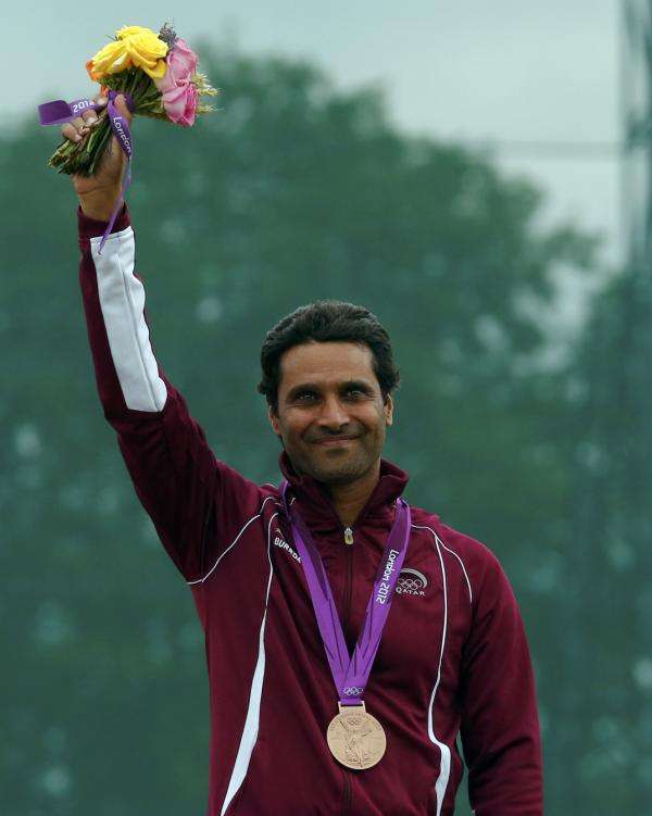 العطية لدى تتويجه ببرونزية أطباق الاسكيت في دورة لندن الاولمبية