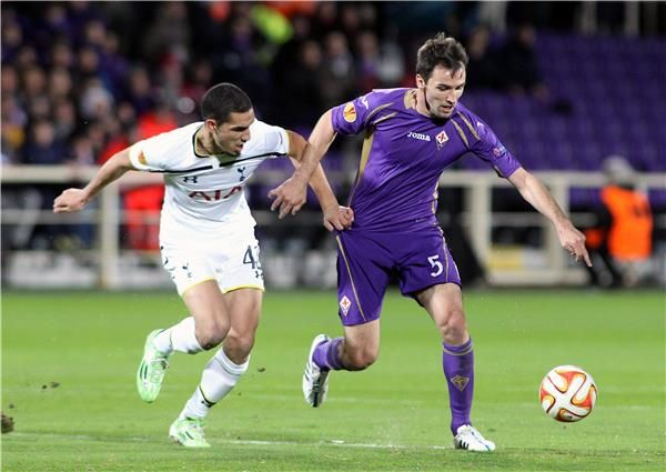 لقطة من اخر لقاء اوروبي جمع بين فيورنتينا مع توتنهام