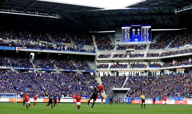 من مباراة غامبا وناغويا التي أقيمت على الملعب الجديد