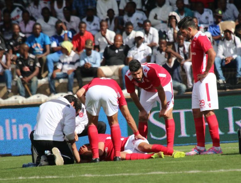 إصابة رامي البدوي خلال مباراة النجم ضد مازمبي