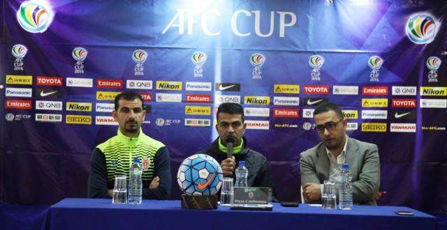 جانب من المؤتمر الصحفي للمدرب أيمن صندوقة