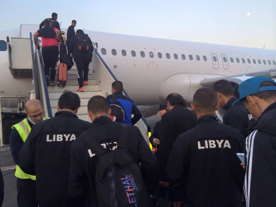 صورة لمغادرة المنتخب الليبي