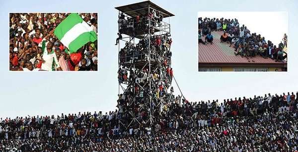 الجماهير النيجيرية التى حضرت اللقاء 