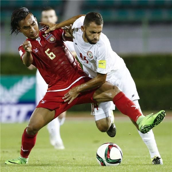 لقطة من مباراة ذهاب ميانمار و لبنان