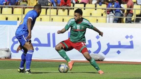 لقطة من مباراة المغرب مع الرأس الأخضر في برايا