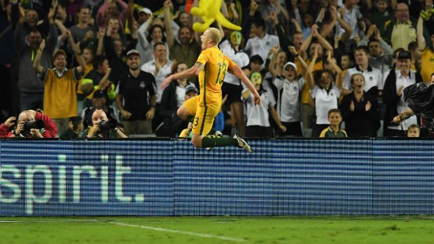 فرحة أرون موري بهدفه بمرمى الأردن اليوم