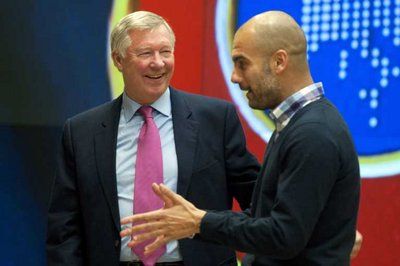 جوارديولا مع السير أليكس فيرجسون