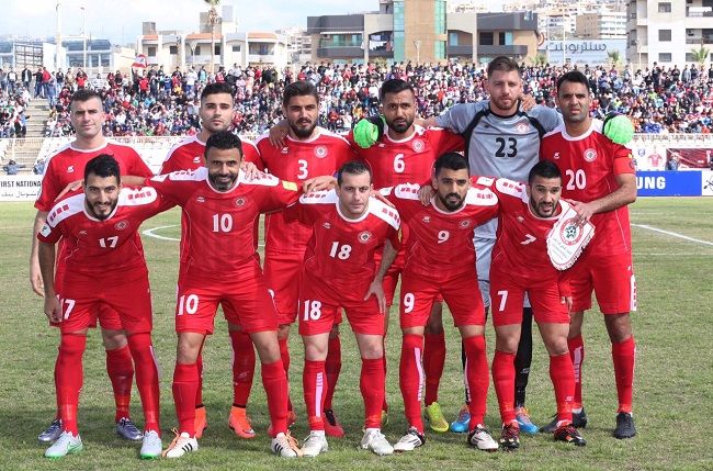 منتخب لبنان قبل مباراته الأخيرة مع ميانمار في صيدا الشهر الماضي