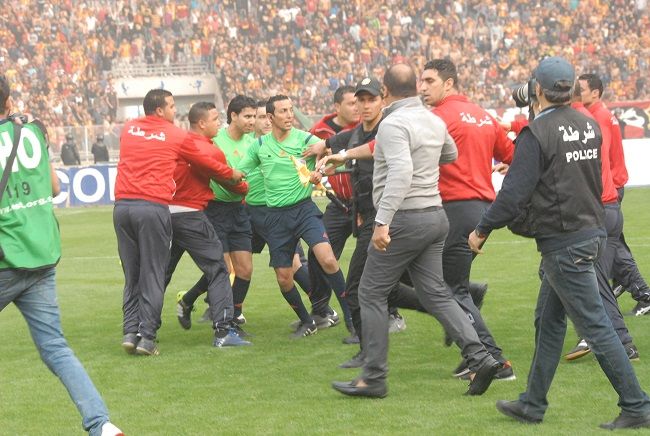 الاحداث التي رافقت ديربي الترجي والافريقي