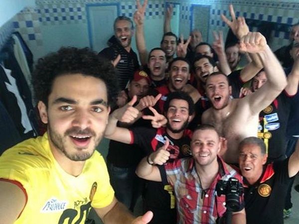 فرحة لاعبي الترجي بحجرات الملابس بعد فوز اليوم