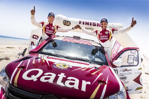 we are the champions - nasser saleh al-attiyah and matthieu baumel celebrate the sealine win. (2)