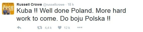 تغريدة راسيل كرو على تويتر