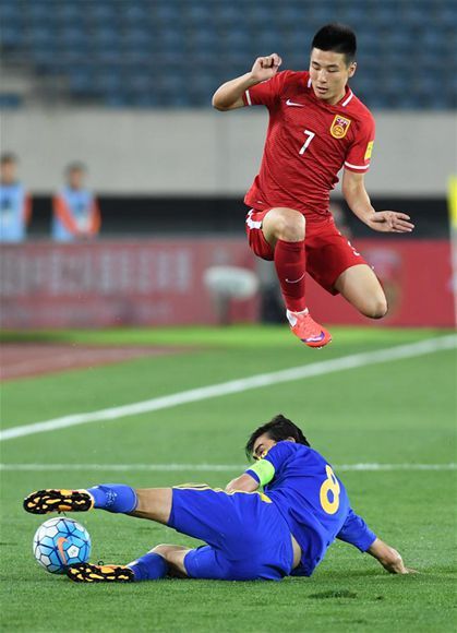 من مباراة الصين وكازاخستان