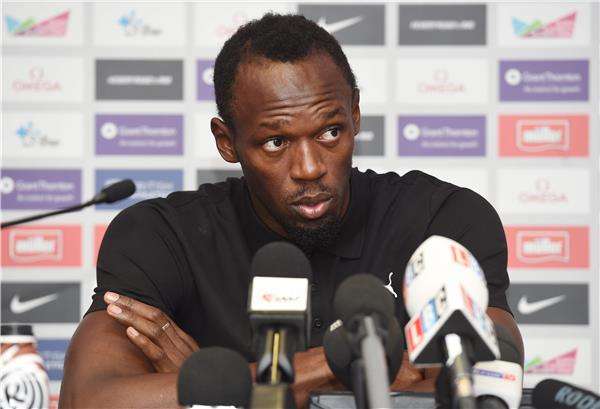 أوسين بولت فى المؤتمر الصحفى 