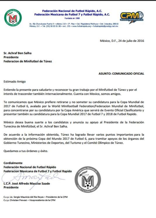 مراسلة الاتحاد المكسيكي لكرة القدم المصغرة 