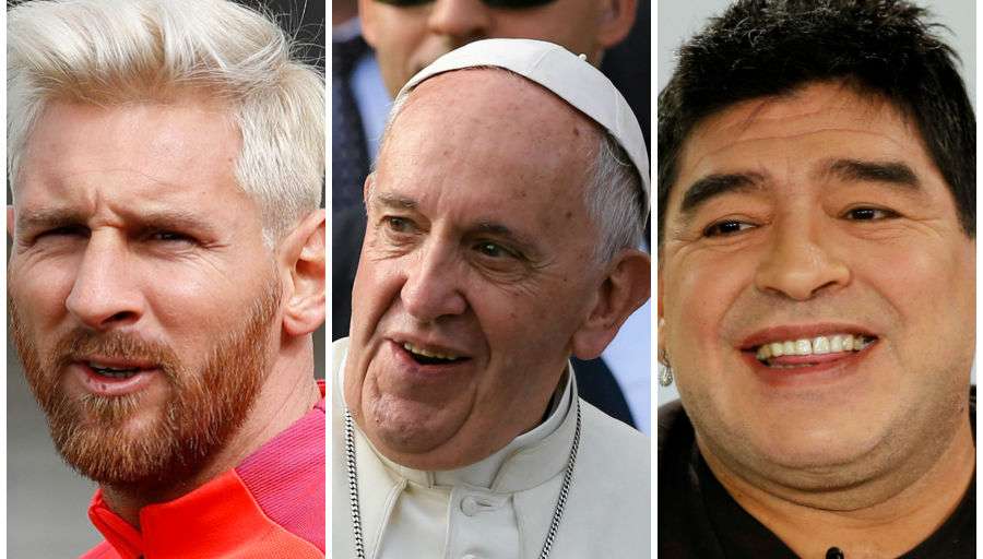 البابا فرنسيس وليونيل ميسي ودييجو مارادونا