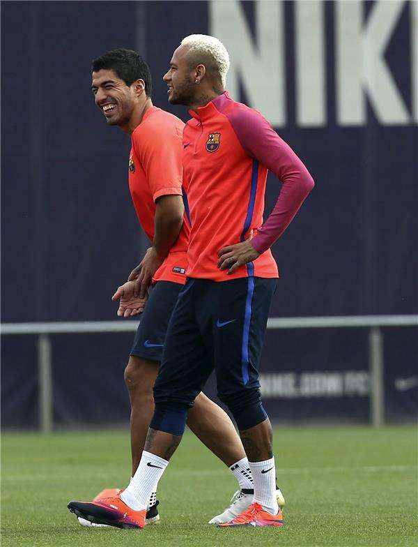 نيمار وسواريز في تدريبات اليوم