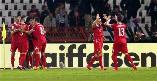 فرحة لاعبي منتخب صربيا