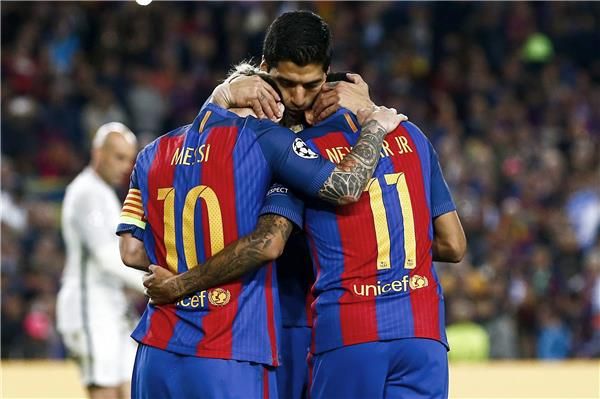 ثلاثي برشلونة ميسي ونيمار وسواريز