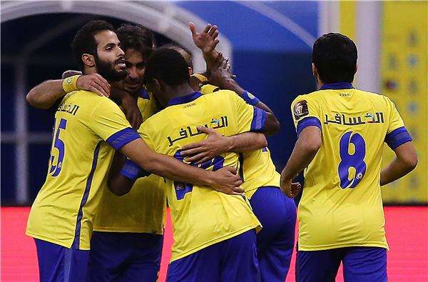 فرحة لاعبي النصر بهدف المباراة
