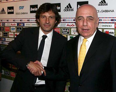 نائب رئيس الميلان أدريانو غالياني و مدرب الفريق ليوناردو