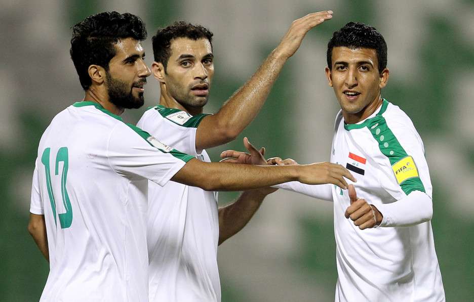 فرحة لاعبي منتخب العراق