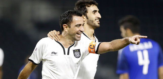 تشافي يحتفل بهدفه