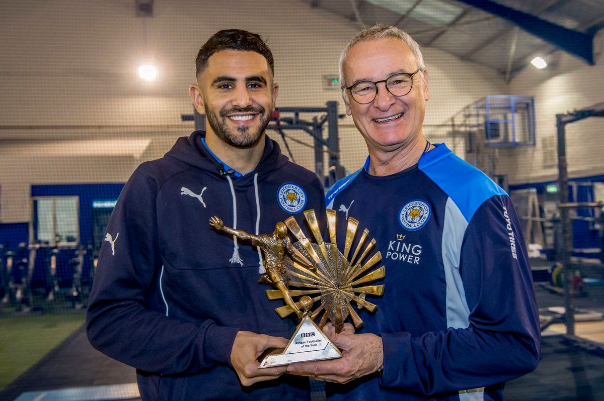 محرز رفقة رانييري والجائزة