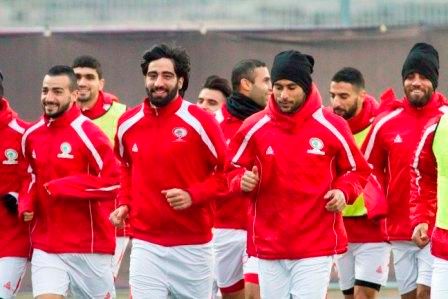 جانب من تدريب المنتخب الفلسطيني قبل اللقاء