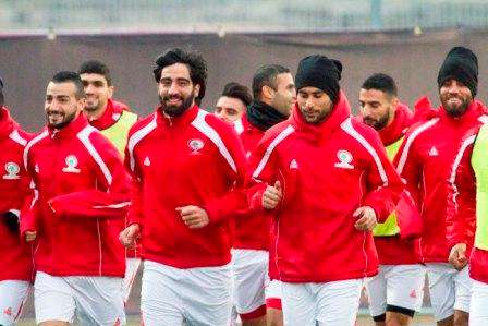 جانب من تدريب المنتخب الفلسطيني قبل اللقاء