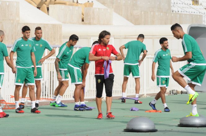 جانب من تدريبات المنتخب المغربي
