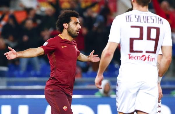 محمد صلاح يحتفل بهدفه ضد تورينو