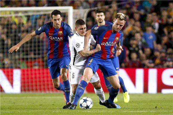 فيراتي يعاني أمام وسط برشلونة