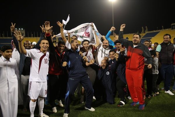 فرحة لاعبي المرخية بالتأهل لدوري نجوم قطر