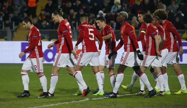 فرحة لاعبي مانشستر يونايتد بهدفهم