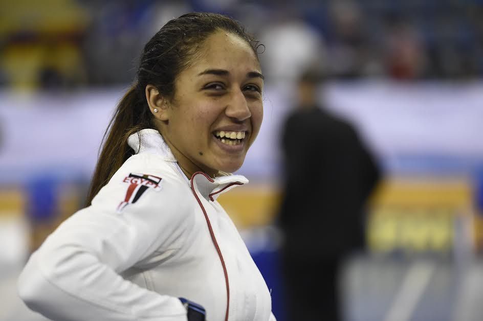 فرحة اللاعبة المصرية بعد التأهل