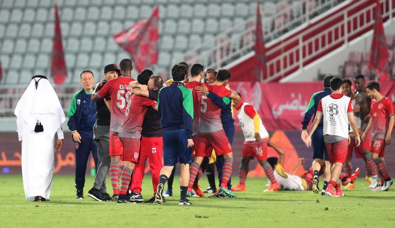 فرحة لاعبي لخويا بالفوز بالدوري