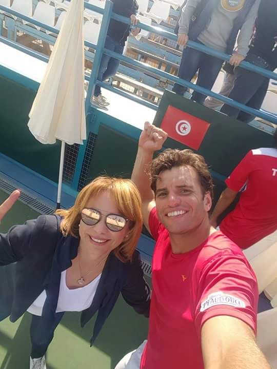 فرحة رئيسة الانحاد التونسي سلمى المولهي مع مالك الجزيري 