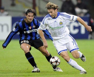 جانب من مباراة إنتر ميلان ودينامو كييف ضمن دوري أبطال أوروبا