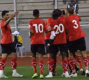 فرحة لاعبين شباب الاردن بالهدف الاول