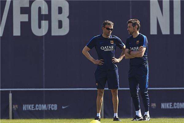 لويس إنريكي في تدريبات برشلونة