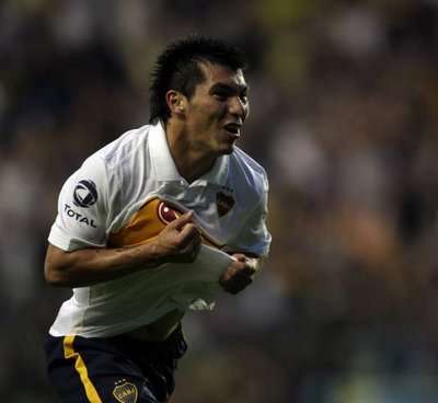 فرحة جاري ميدل بتسجيل الهدف الاول لبوكا جونيورز 